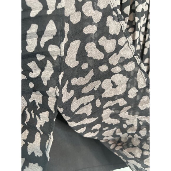 LOFT Pleated Mini Skirt Black Gray Animal Print Flare Career Size 6 - Picture 6 of 9